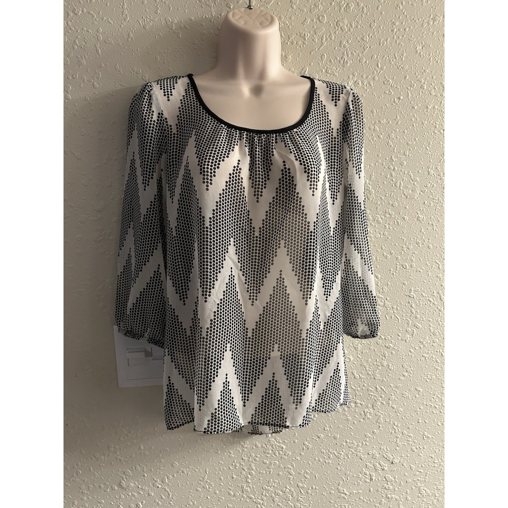 New Medium A. Byer Black/white Peek Back Top #1633*8-